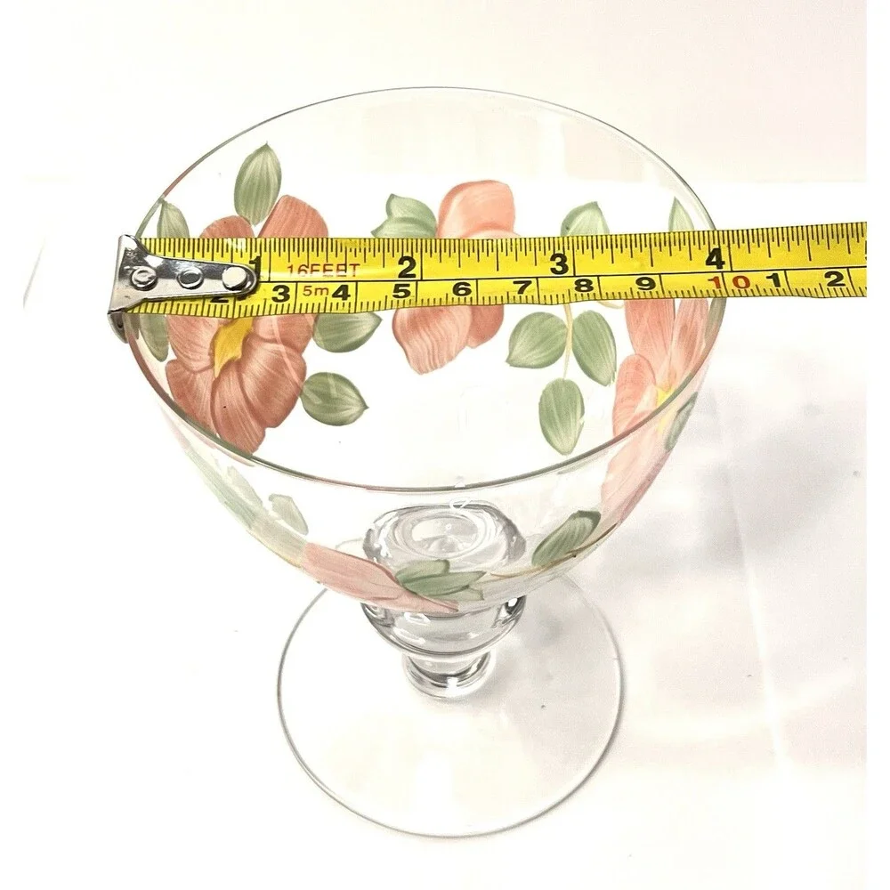 Franciscan Desert Rose Hand Painted Goblet Pink Floral Stemmed Glass 5” VTG